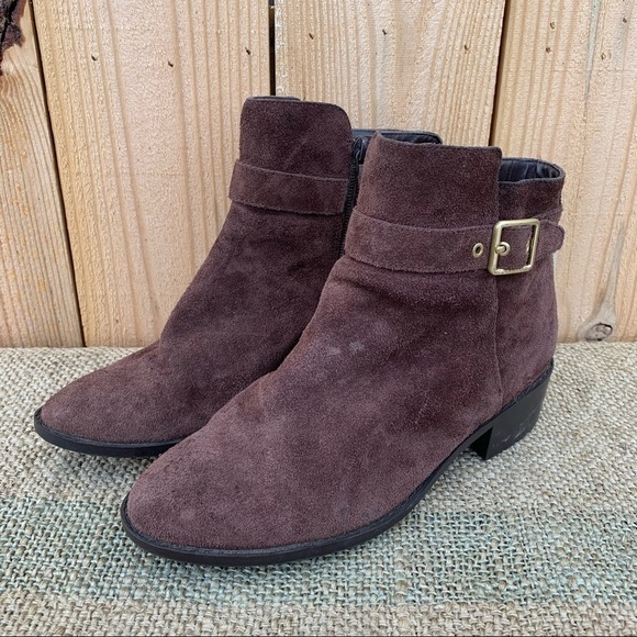 Cole Haan Brown Suede Leather Ankle Boots Women’s Size 8 Waterproof Booties Boho - Picture 1 of 7